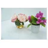 2ct Artificial Flower Arrangements w/vase & planter