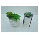 2ct artificial succulent arrangements in white ceramic planters
