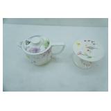 Ceramic Lilac Teapot and Pedestal Cake Stand