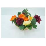 Silk Rose Vine and Woven Basket