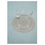 Vintage Anchor Hocking Mayfair Pink Depression Glass Plate and Clear Glass Berry Dish