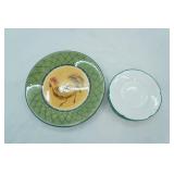Vintage Rooster Plates (222 Fifth) and Vintage Pfaltzgraff Saucers