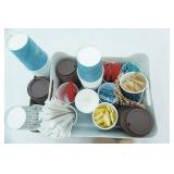 Caribou Coffee Disposable Cups, Lids, Stir Sticks, Sugars and Poly Container