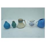 Ceramic Pottery Bud Vases, Mug, Creamer, Small Pitcher