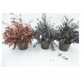 Artificial Dried Eucalyptus Arrangements in Metal Planters (3ct)
