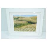 Cornfield Photo Wall Art 16"x13". White wood frame
