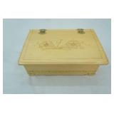 Handmade Wood-Burned Jewelry Box. Red felt lined. 12x8.5"x 4"