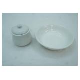 Gibson Small Ceramic Canister, Tabletops Unlimited White Glaze Ceramic Bowl
