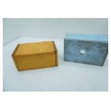 2 Vintage Lidded Wooden Boxes