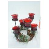 Better Homes & Gardens Berries & Pinecones 6 Tealight Centerpiece. NEW