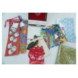 NEW Christmas Gift Bags, Plastic Tablecloth, Velvety Wine Sleeves