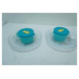 2 Turntable Organizers, 2 Tupperware Soup Mugs with Lids