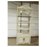 Antique/Vintage Hutch Cabinet. French Provincial-Style. Distressed matt cream color. 28"x 14"x 73"