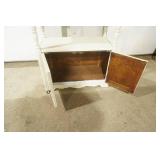 Antique/Vintage Hutch Cabinet. French Provincial-Style. Distressed matt cream color. 28"x 14"x 73"