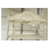 Antique/Vintage Hutch Cabinet. French Provincial-Style. Distressed matt cream color. 28"x 14"x 73"