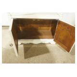 Antique/Vintage Hutch Cabinet. French Provincial-Style. Distressed matt cream color. 28"x 14"x 73"