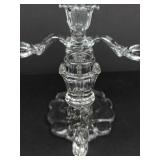 Crystal 4-Arm Candelabrum with Teardrop Prisms - Glass Candle Holder -missing 2 prism and holder