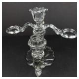 Crystal 4-Arm Candelabrum with Teardrop Prisms - Glass Candle Holder -missing 2 prism and holder