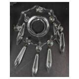 Crystal 4-Arm Candelabrum with Teardrop Prisms - Glass Candle Holder -missing 2 prism and holder