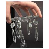 Crystal 4-Arm Candelabrum with Teardrop Prisms - Glass Candle Holder -missing 2 prism and holder