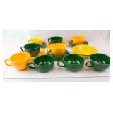 Homer Laughlin Colors Teacups & Saucers - Forest Green & Rhythm Yellow