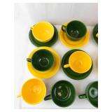 Homer Laughlin Colors Teacups & Saucers - Forest Green & Rhythm Yellow