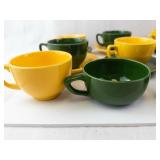 Homer Laughlin Colors Teacups & Saucers - Forest Green & Rhythm Yellow
