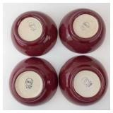 Hall USA Burgundy Dinnerware Set - 3 Burgundy Mugs, 4 Burgundy Bowls, 1 Yellow Bowl (1102)