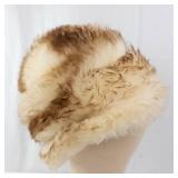 Dyed Fur Hat - Cream/Beige with Brown-Tipped Edges