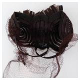 Fisk Chicago Brown Ribbon Fascinator Hat with Net Veil