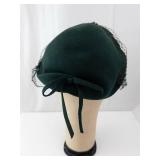 Glenover Henry Pollack 100% Wool Green Felt Hat - Veil & Gold Jewel Band
