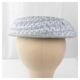 Light Blue Woven Hat with Pearl Button & Satin Lining