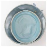 Light Blue Woven Hat with Pearl Button & Satin Lining