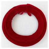 Headpiece - Red Velvet Circular Hat with Pink Ornamental Trim