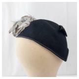 Black Feather Fascinator Headpiece with Gray Plumes on Headband