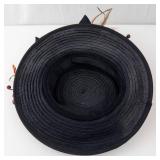 Black Wide-Brim Hat - Berry & Leaf Accent with Satin Bow