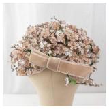 Union Made USA Floral Hair Headpiece - Cream/Pink Tiny Blossom Halo Band