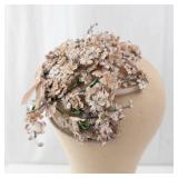 Union Made USA Floral Hair Headpiece - Cream/Pink Tiny Blossom Halo Band