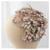 Union Made USA Floral Hair Headpiece - Cream/Pink Tiny Blossom Halo Band