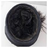 Feathered Black Hat - Feather Plume & Floral Berry Embellishment