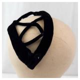 Elegant Black Velvet Headband with Criss-Cross Crown Straps - Fashion Accessory