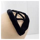 Elegant Black Velvet Headband with Criss-Cross Crown Straps - Fashion Accessory