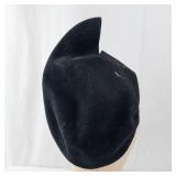 Black Velvet Turban Hat with Bow Accent