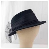 Betmar Street Smart Hat - Black Felt with Tulle Bow
