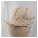 Beige Baker Boy Hat - Cotton Newsboy Cap with Short Brim