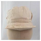 Beige Baker Boy Hat - Cotton Newsboy Cap with Short Brim