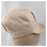 Beige Baker Boy Hat - Cotton Newsboy Cap with Short Brim