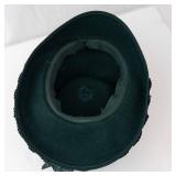 Jen Field Felts Green 100% Virgin Wool Hat with Feather & Veil Netting (Newmann)