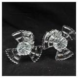 Ribbed Starburst Crystal Candlesticks - Pair