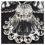 Crystal Glass Beaded-Edge Candlestick Set - 3 Candlestick Holders